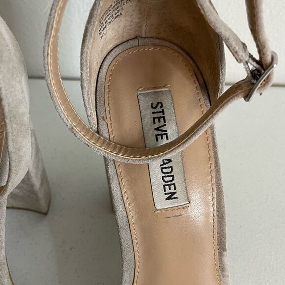 Steve Madden Carrson Blush Suede Heeled Sandals Size 10 - Picture 7 of 14